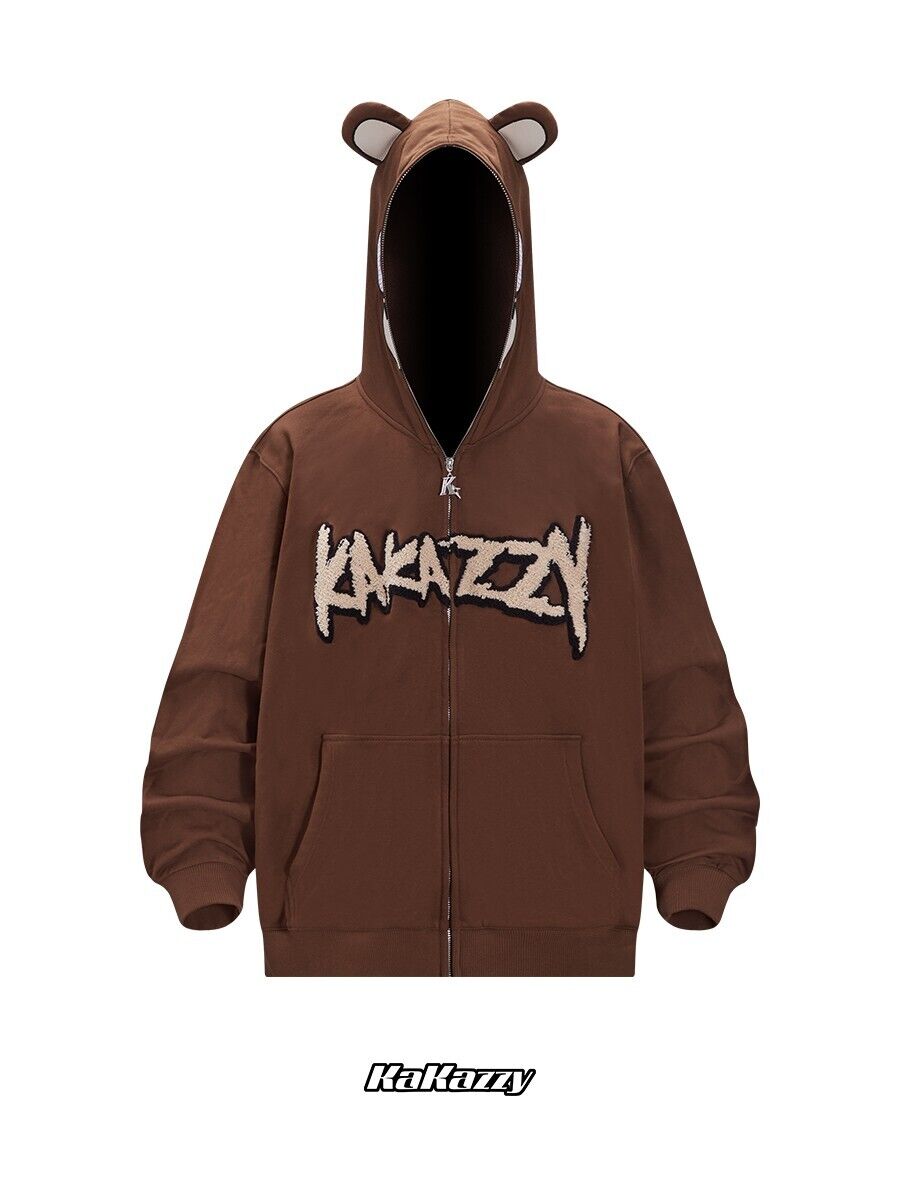 KAKAZZY Kanye Dropout Bear Hoodie – Street Vibes Unisex Zip-up Jacket Outerwear