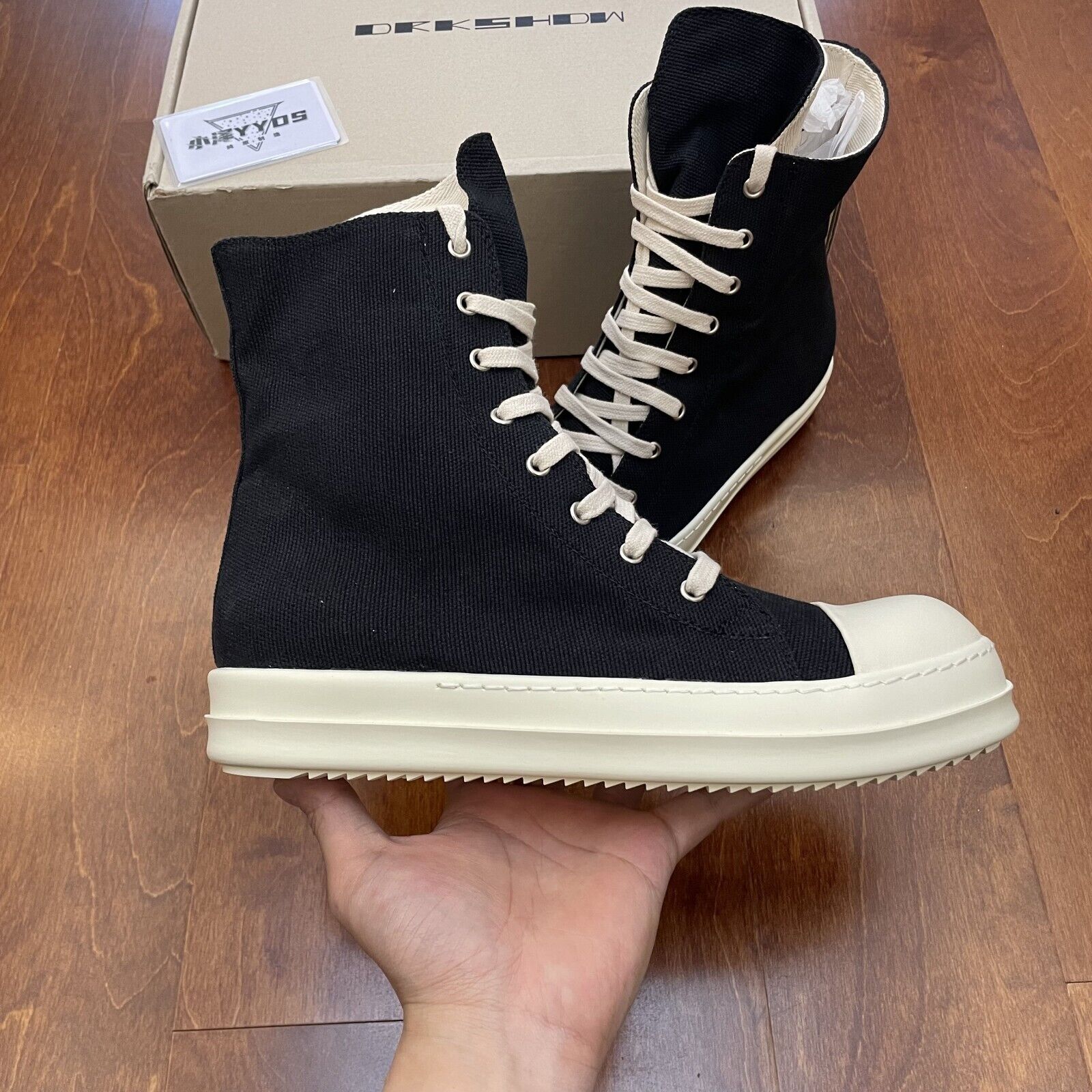 Correct Vers. Rick Owens Wax Surface Satin Sub-line Canvas Shoes High/Low Cut