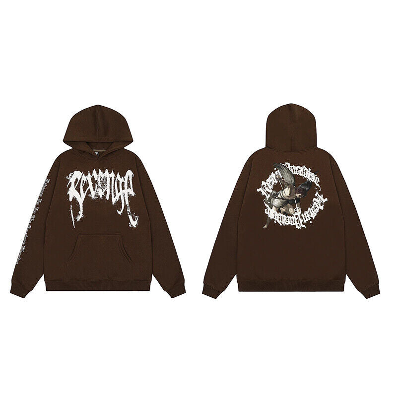 Revenge Embroidered XXX Dragon Bone Halloween Smoky Graffiti High-Street Hoodie