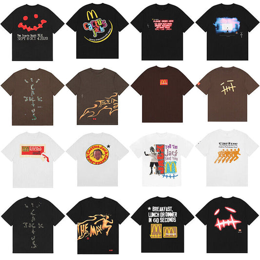 Travis Scott Short Sleeve T-Shirt X McDonald's High Street Loose Printed Tee