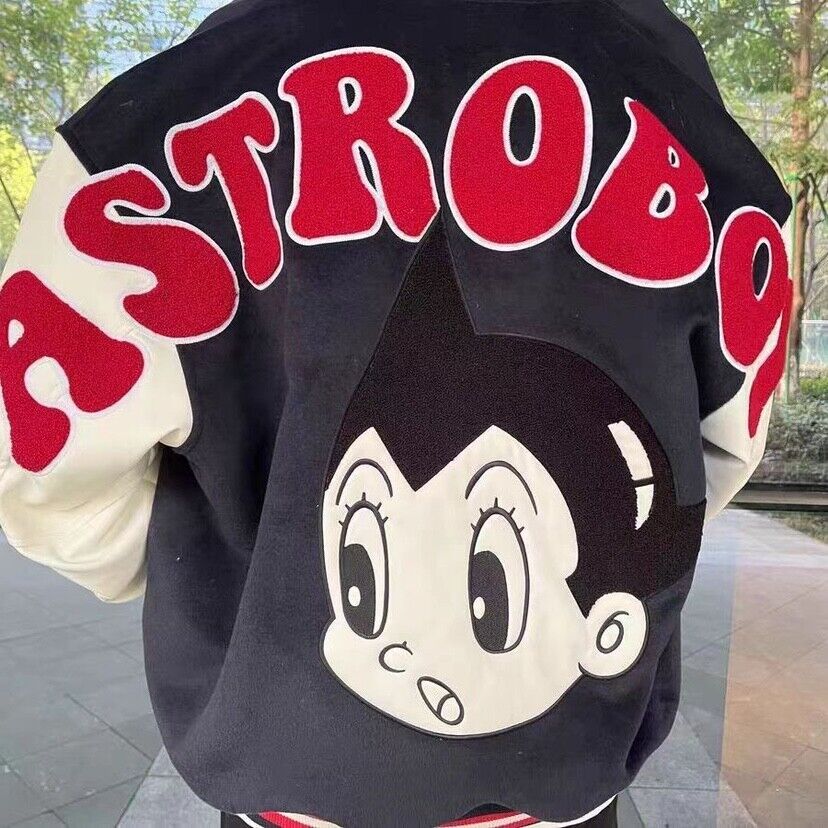 Astro Boy x BEASTER Contrast Color Splicing Baseball Jacket Cotton-padded Coat