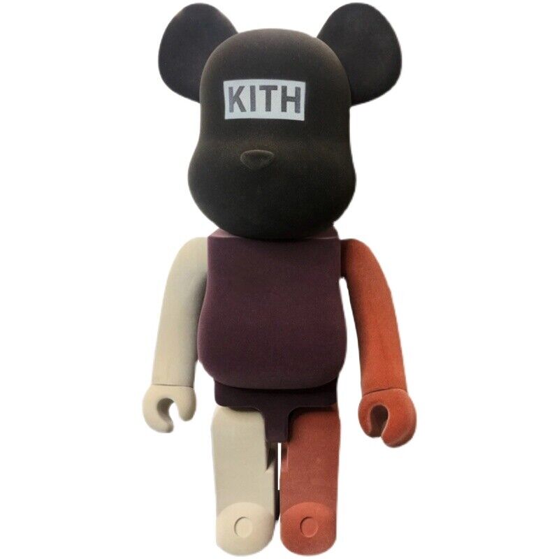 Bearbrick 400% Violent Bear x Kith: Velvet-Coated Building Block Bear Figurine