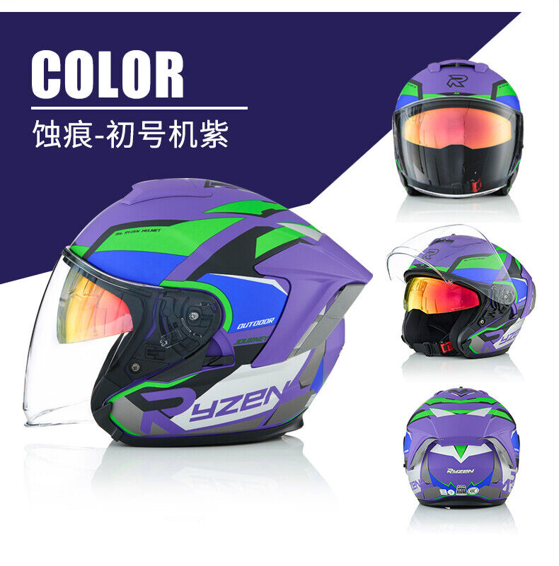 EVA EVANGELION-01 / Ryzen 3C DOT 3/4 Bluetooth / Motorcycle Helmet Dual Visors