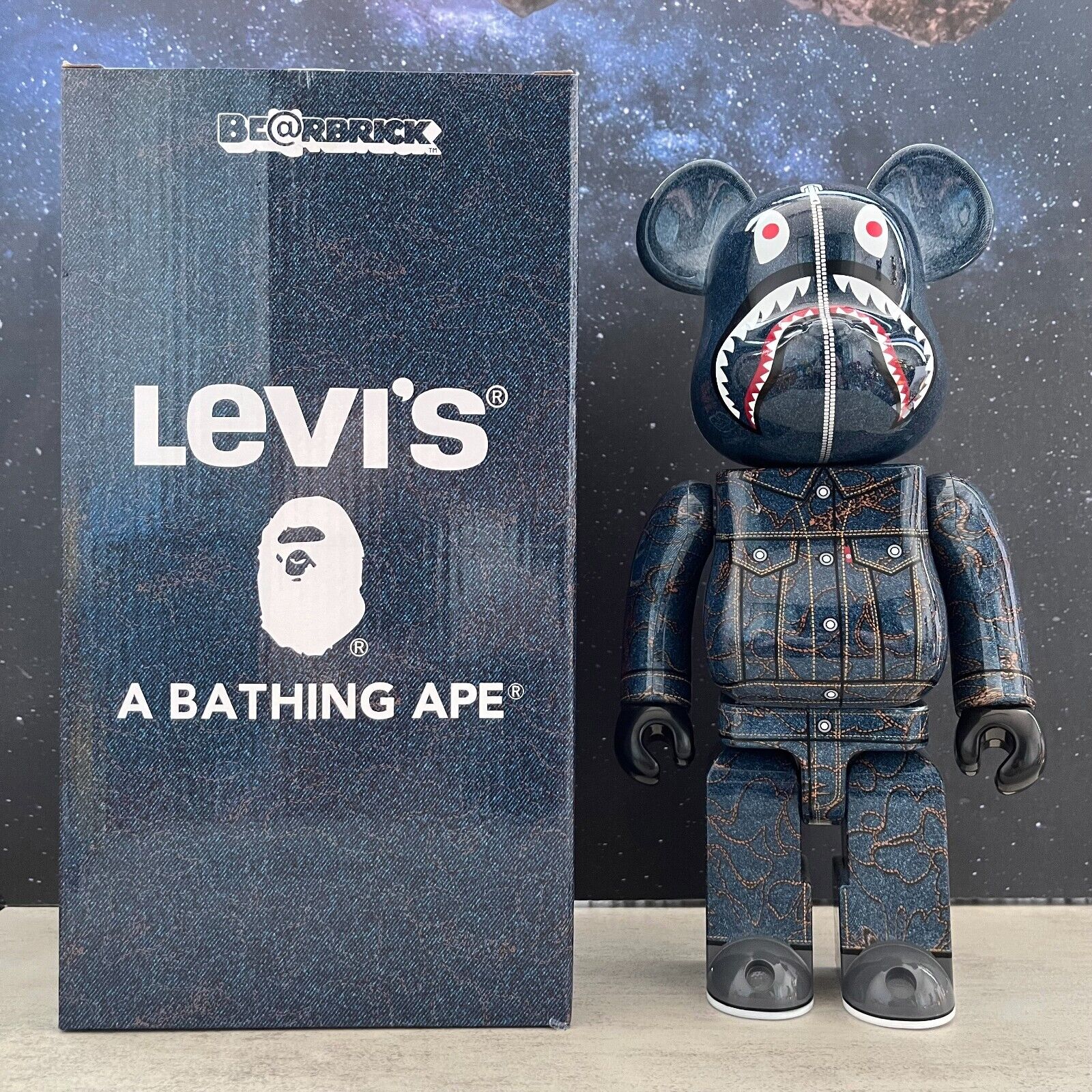 BE@RBRICK 400% Levis X Bape Building Block Violence Bear Collectible Toy Figure