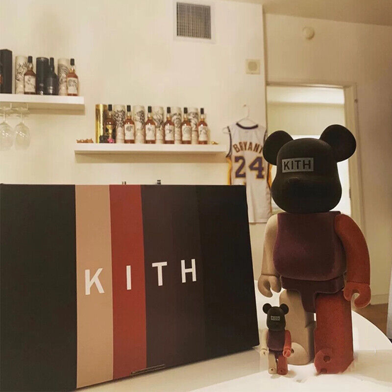 Bearbrick 400% Violent Bear x Kith: Velvet-Coated Building Block Bear Figurine