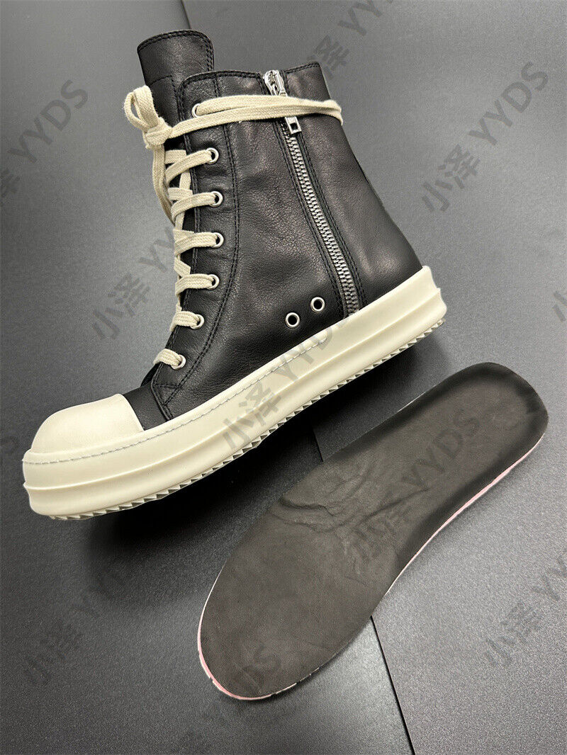 Correct Vers. Rick Owens Wax Surface Satin Sub-line Leather Shoes High/Low Cut