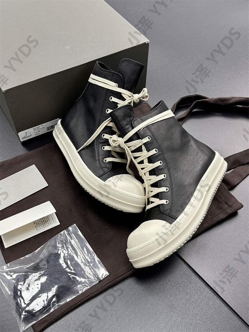 Correct Vers. Rick Owens Wax Surface Satin Sub-line Leather Shoes High/Low Cut