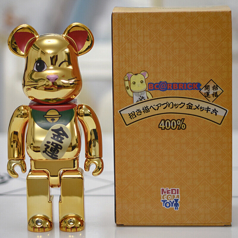 BE@RBRICK 400% Plated Building Block Violent Bear Lucky Cat Fortune God Figure