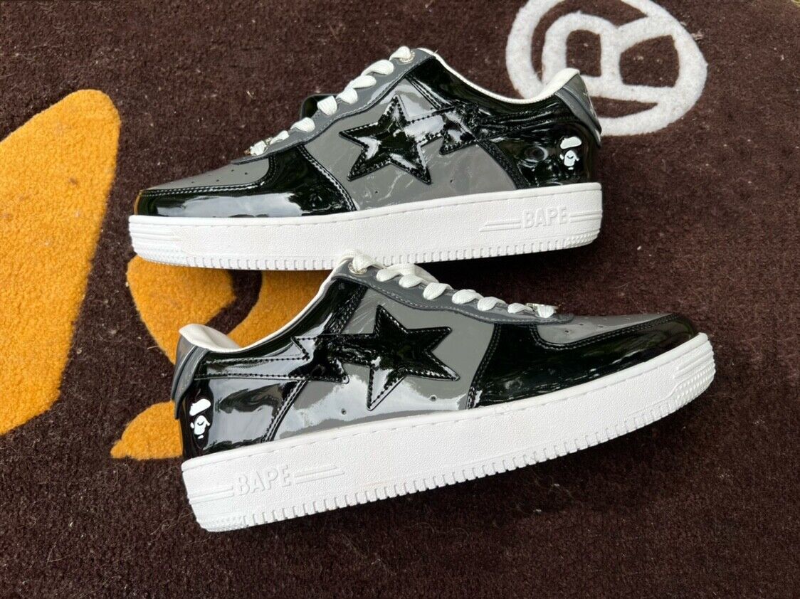 BAPESTA G Ver Patent Leather Streetwear Sneakers Low-Top Casual Skateboard Shoes