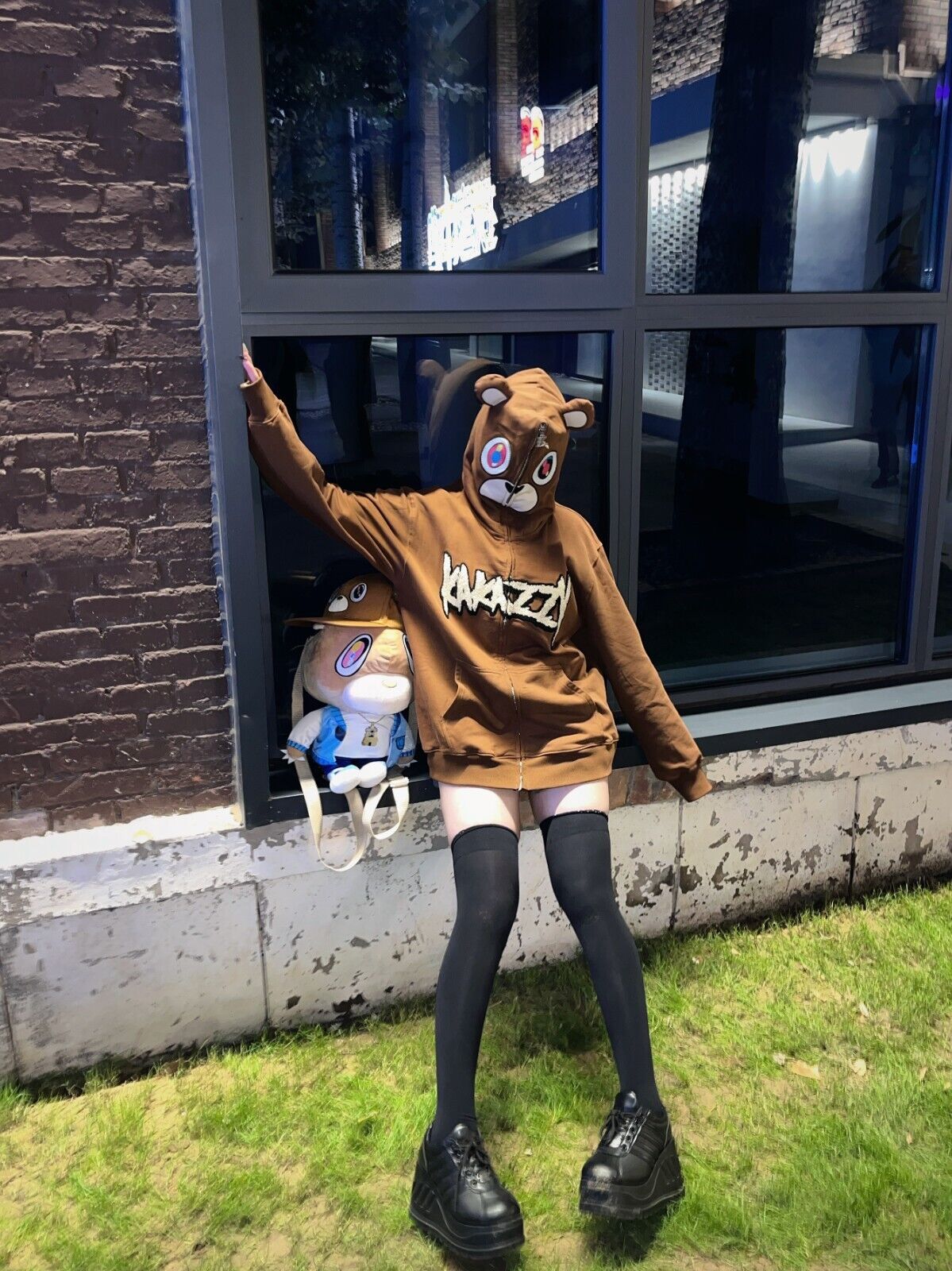 KAKAZZY Kanye Dropout Bear Hoodie – Street Vibes Unisex Zip-up Jacket Outerwear