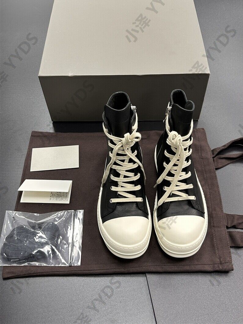 Correct Vers. Rick Owens Wax Surface Satin Sub-line Leather Shoes High/Low Cut