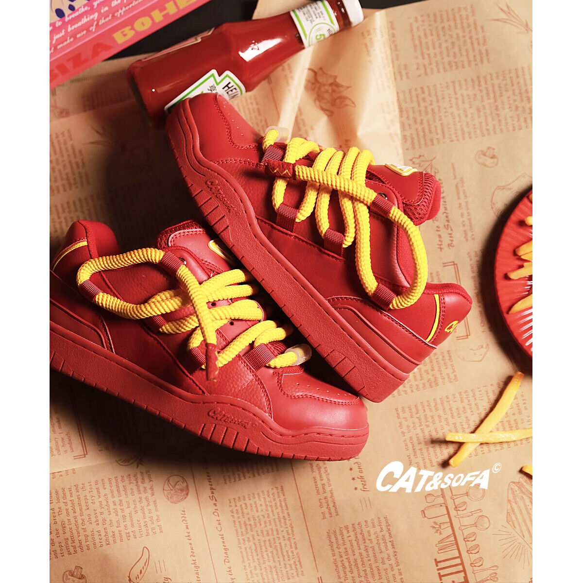 Cat &Sofa: Dirty Braids/Rotten Tomato Bread Shoes Skateboard Sporty Sneakers