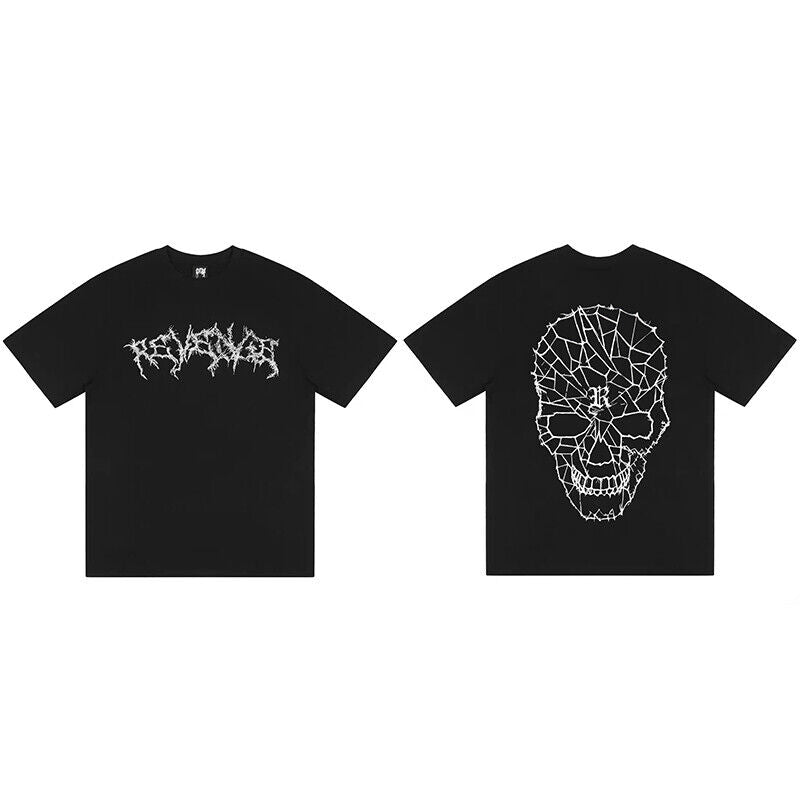 REVENGE Reflective Smoky Skull Dragon Bone Rap XX Streetwear Style Short Sleeve