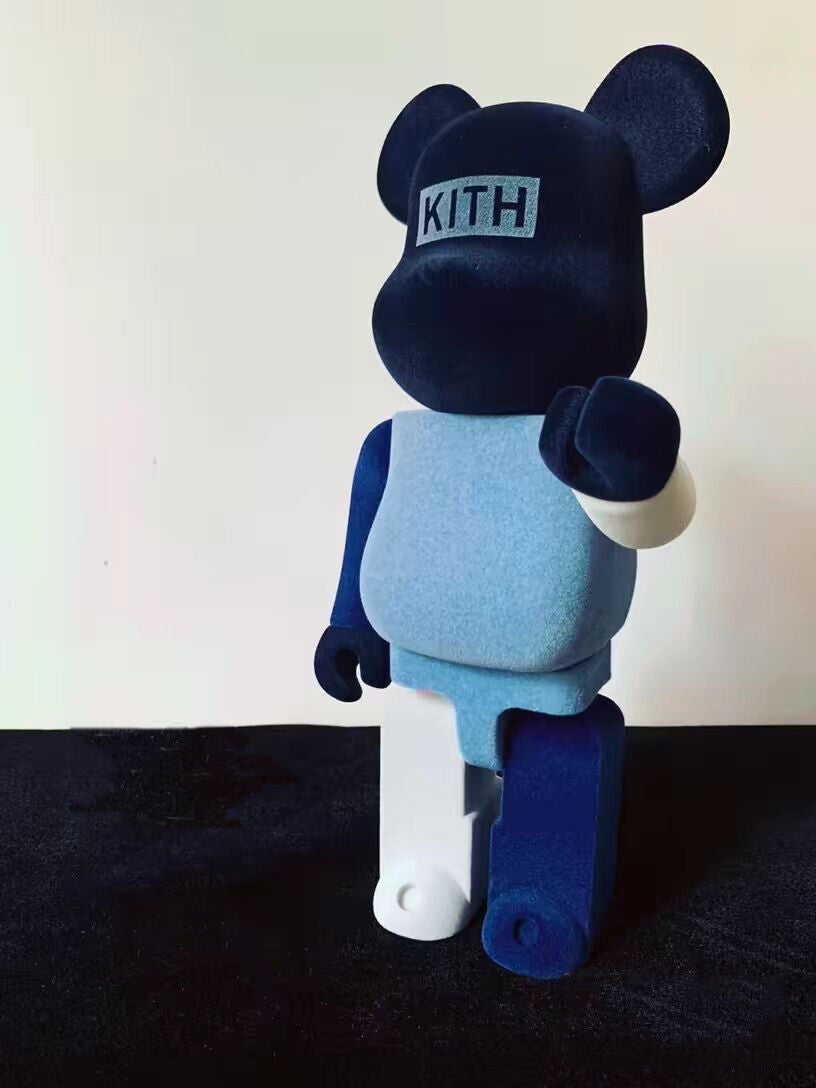 Bearbrick 400% Violent Bear x Kith: Velvet-Coated Building Block Bear Figurine