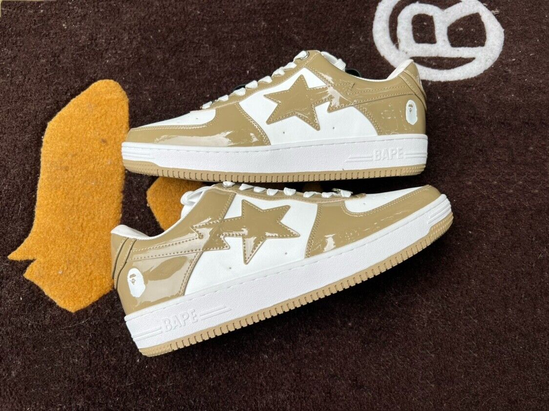 BAPESTA G Ver Patent Leather Streetwear Sneakers Low-Top Casual Skateboard Shoes