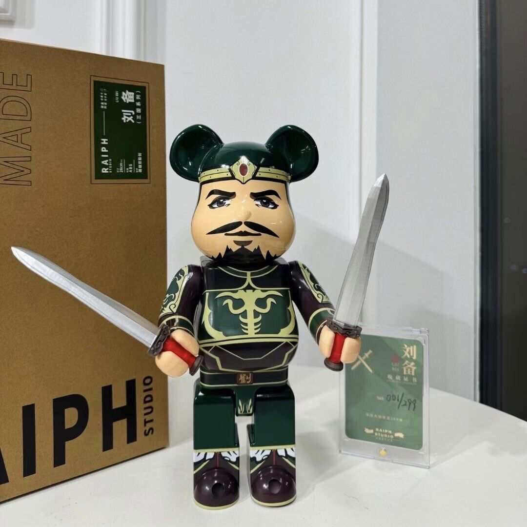 BE@RBRICK 400% Three Kingdoms GuanYu Plated Building Block Violent Bear Figure