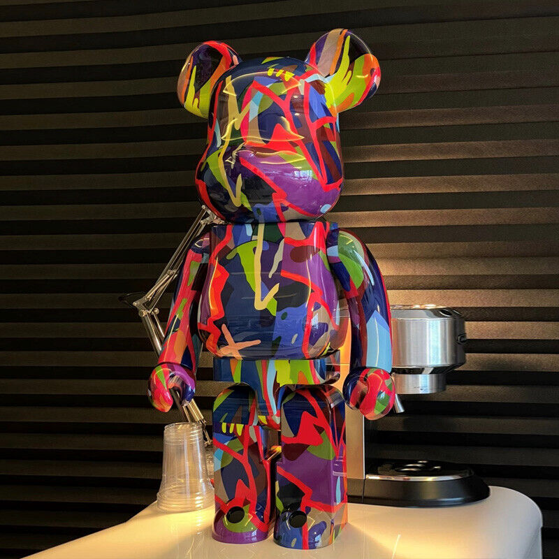 Bearbrick 400% Violent Bear x Kith: Velvet-Coated Building Block Bear Figurine