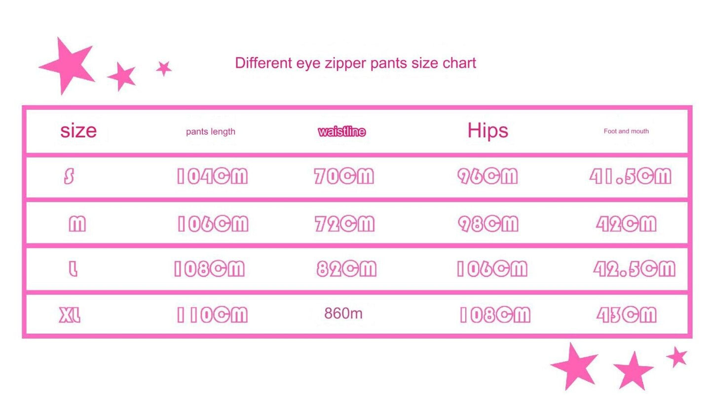 Cartoonbox Original Heterochromia Pink Bear Low-Waist Straight Zipper Pants