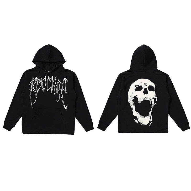 Revenge Embroidered XXX Dragon Bone Halloween Smoky Graffiti High-Street Hoodie