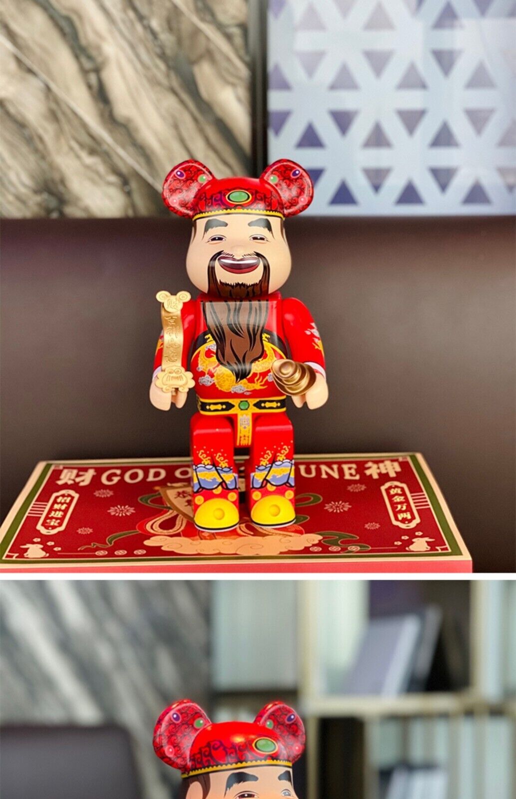 BE@RBRICK 400% Plated Building Block Violent Lucky Bear Fortune God Figure Gift