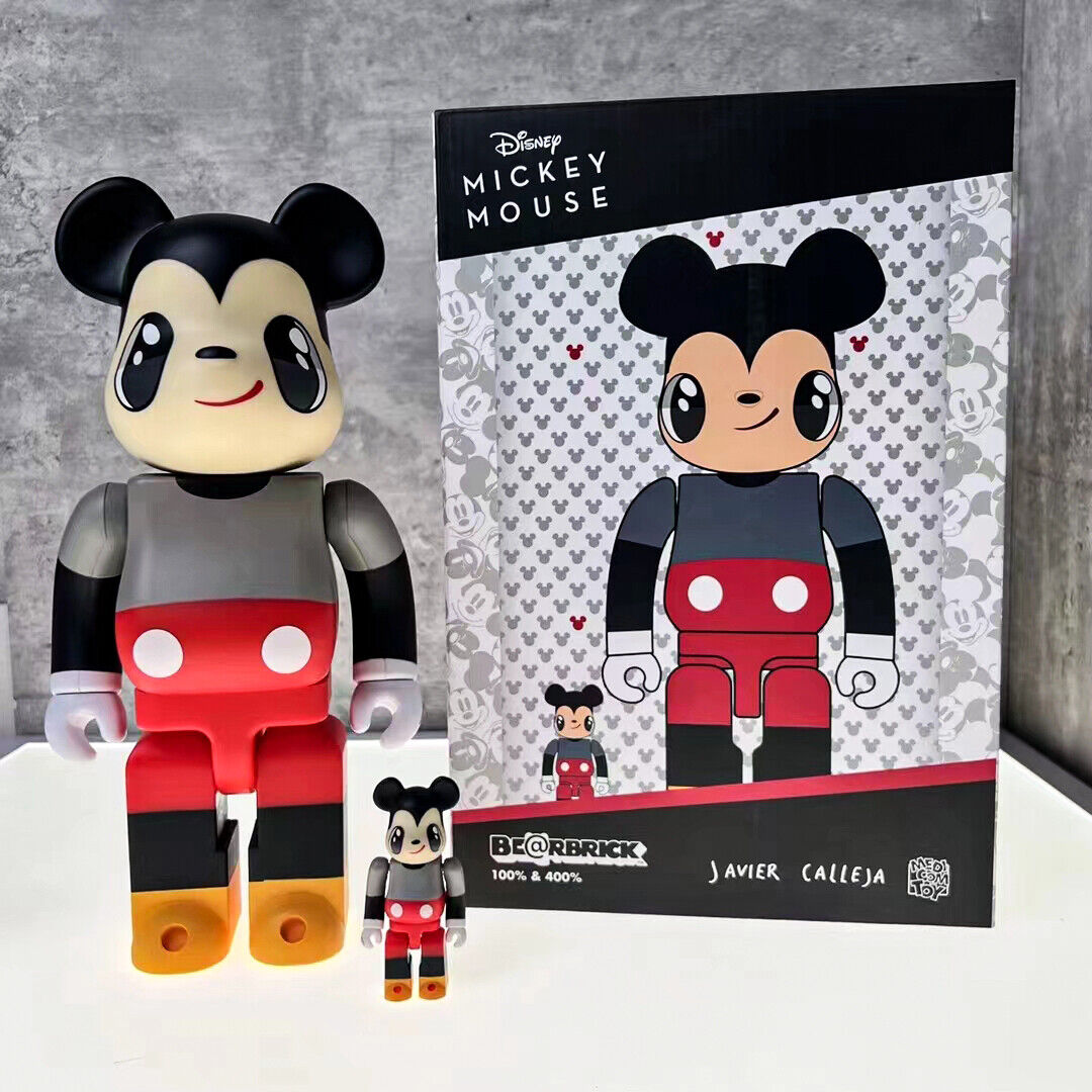 Bearbrick 400%+100% Micky Mouse X Fragment Building Block Violent Bear Figurine