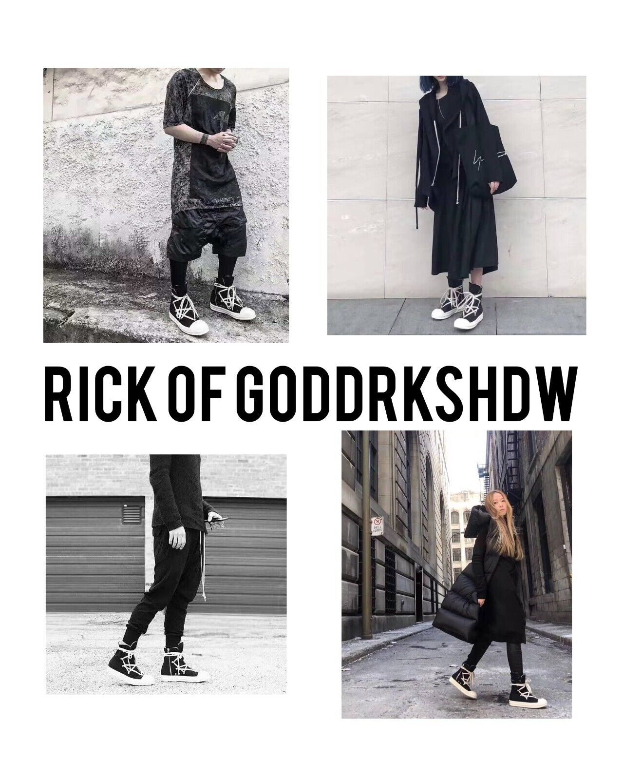 Self-Made ROG Pentagram Rick Owens DRKSHDW Sub-line High-top Canvas Gothic Shoes