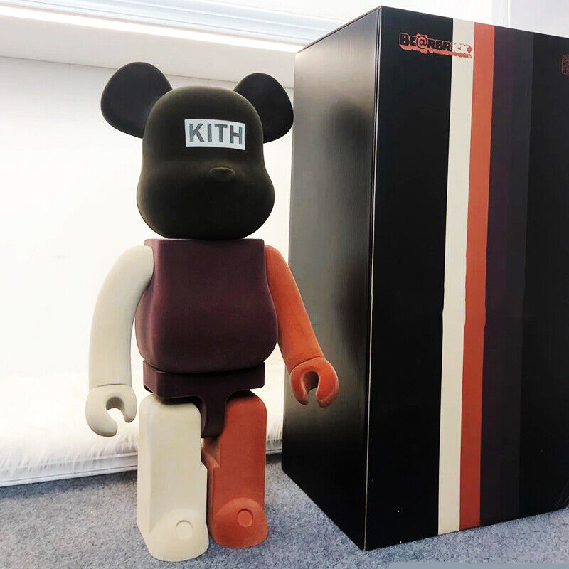 Bearbrick 400% Violent Bear x Kith: Velvet-Coated Building Block Bear Figurine