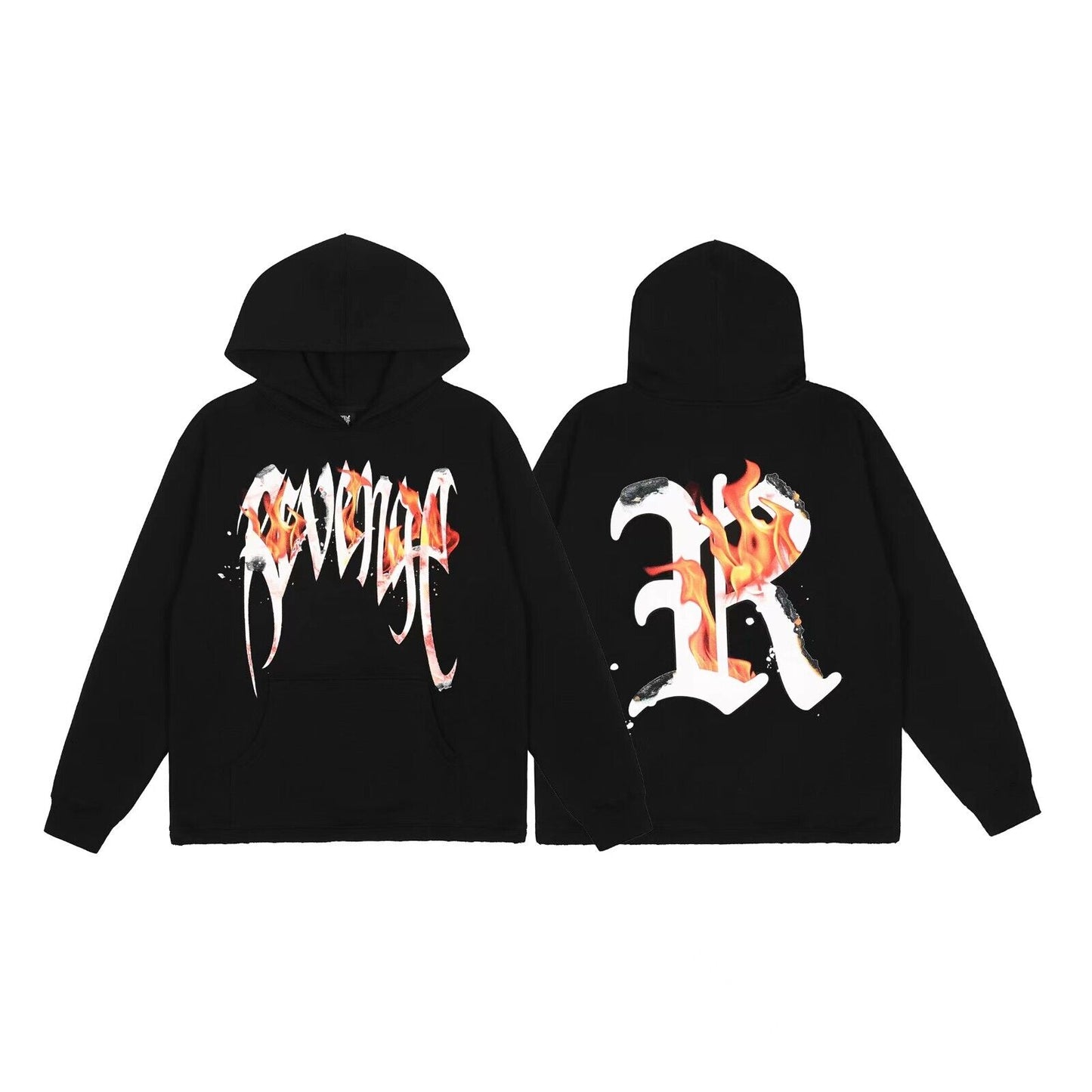 Revenge Embroidered XXX Dragon Bone Halloween Smoky Graffiti High-Street Hoodie