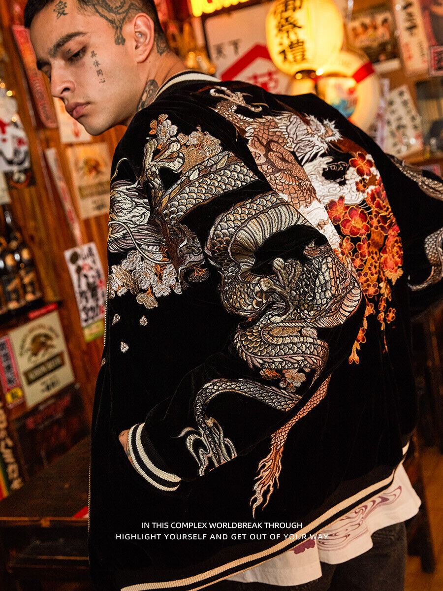 2024 NewYear Dragon Embroidered Heavyweight Dragon Streetwear/ Baseball Jacket