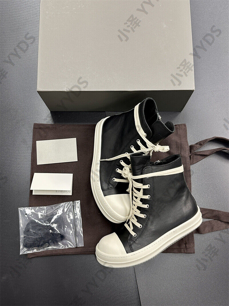 Correct Vers. Rick Owens Wax Surface Satin Sub-line Leather Shoes High/Low Cut