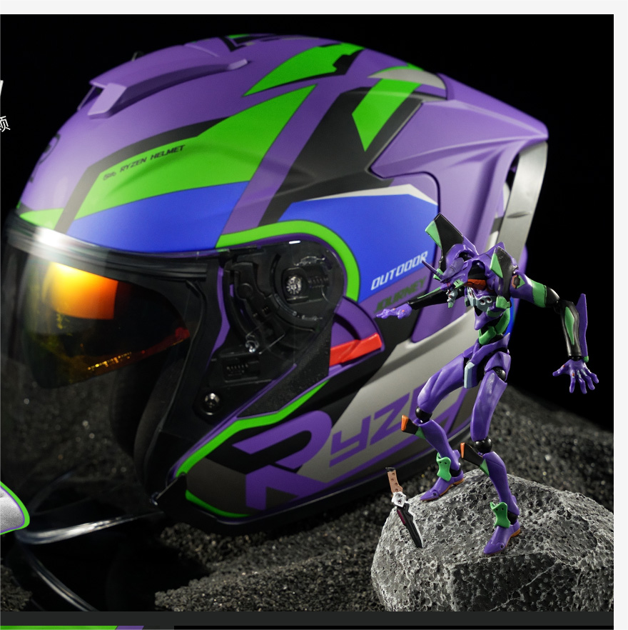 EVA EVANGELION-01 / Ryzen 3C DOT 3/4 Bluetooth / Motorcycle Helmet Dual Visors