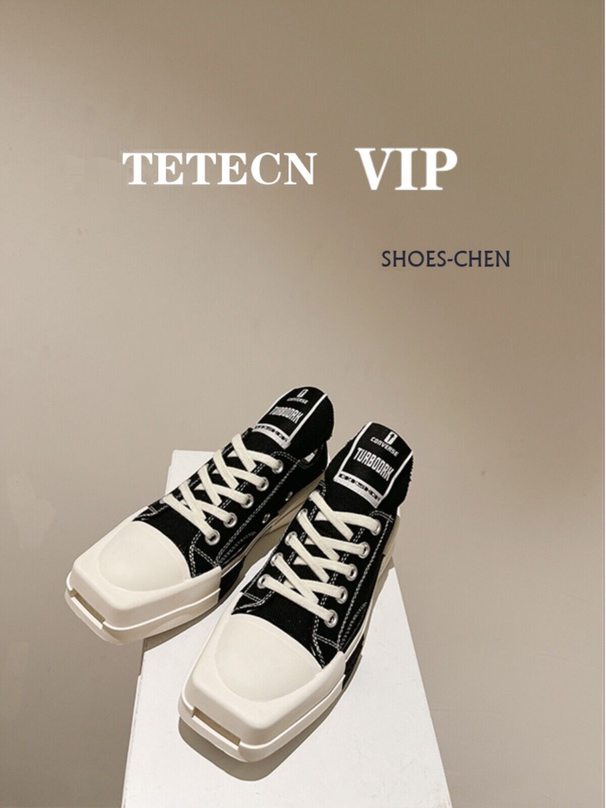 TETEVIP/R Round Square-Toe Casual Canvas Board Shoes Thick Sole Low-Cut Sneakers