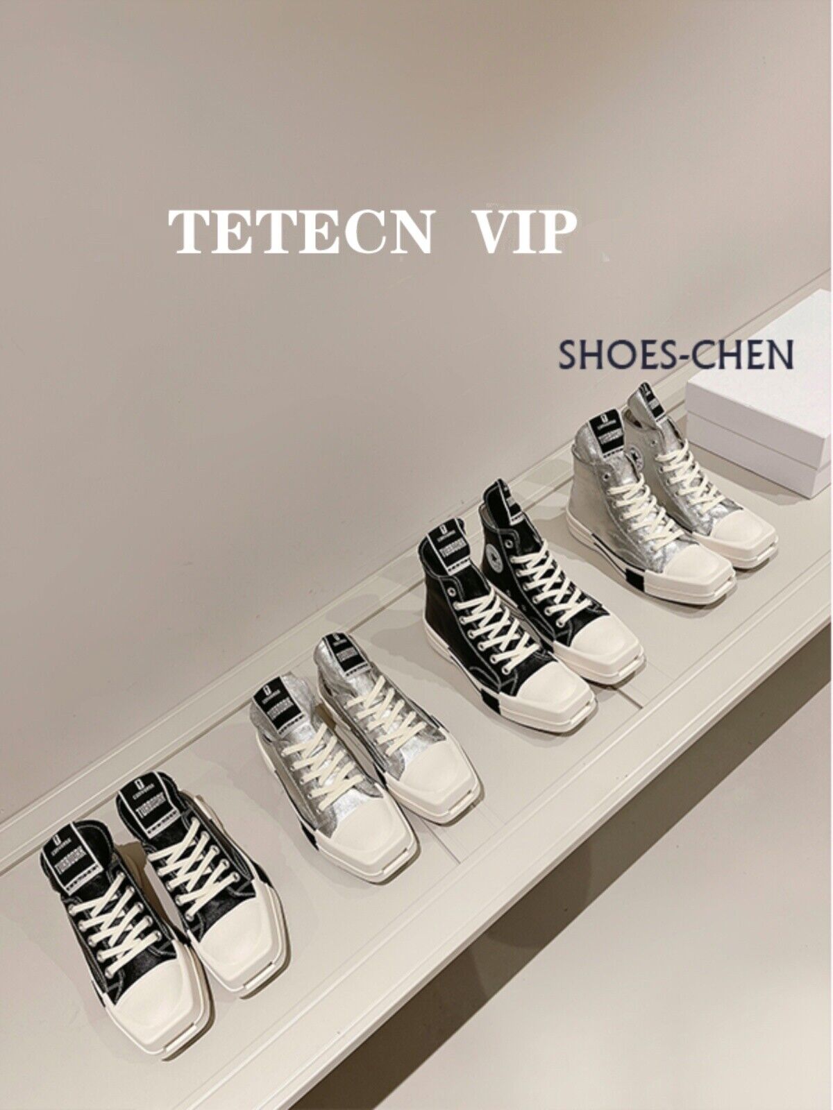 TETEVIP/R Round Square-Toe Casual Canvas Board Shoes Thick Sole Low-Cut Sneakers