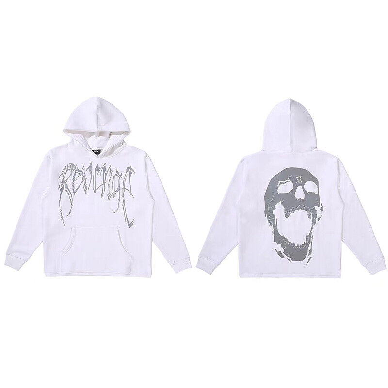 Revenge Embroidered XXX Dragon Bone Halloween Smoky Graffiti High-Street Hoodie