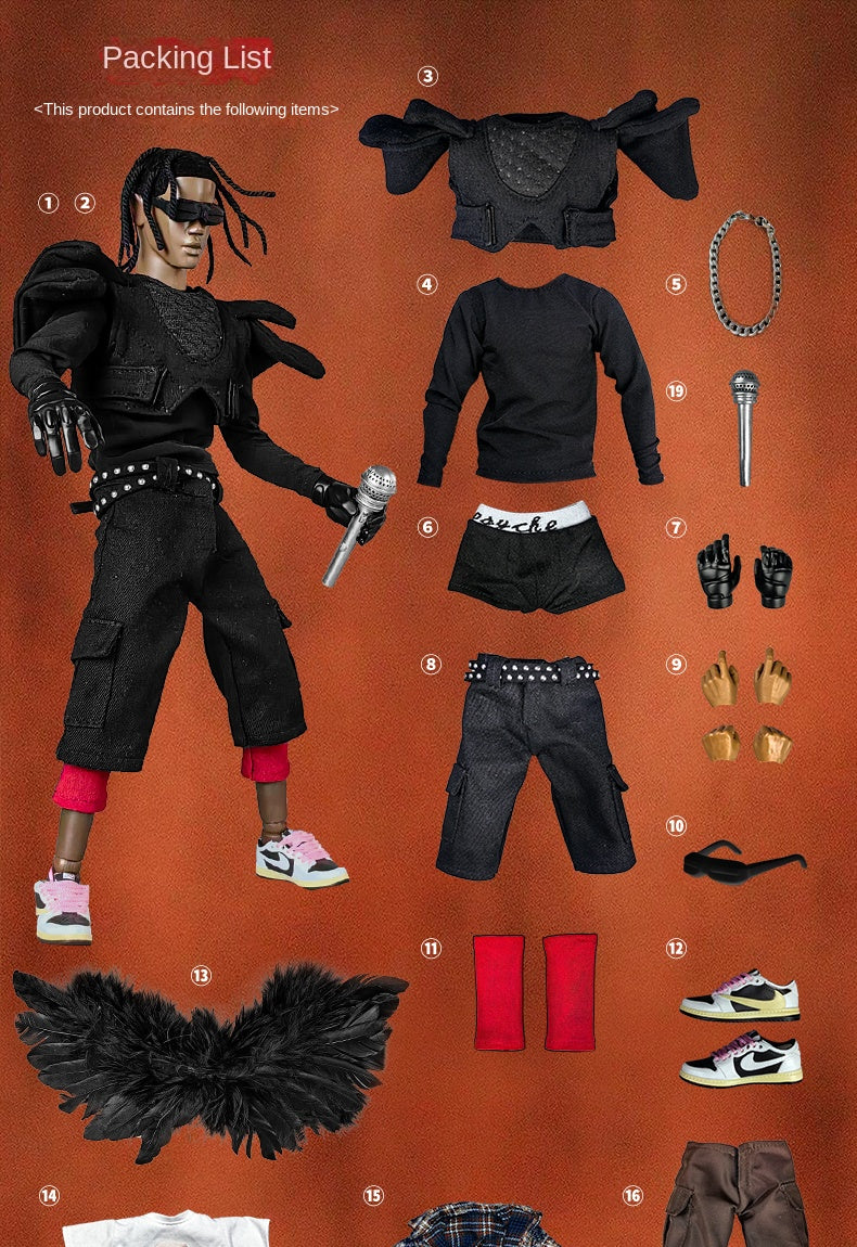 Remake 1/6 Scale Travis Scott Action Figure - Collectible Gift Set