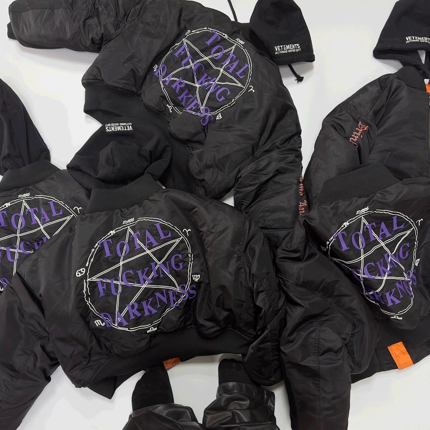 Self-Made VETEMENTS Embroidered Pentagram Magic Array Bomber Hooded Loose Jacket