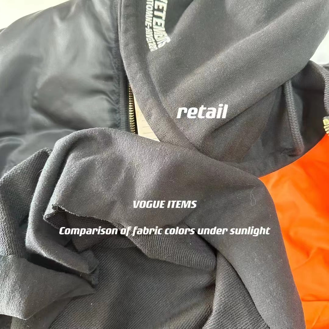 Self-Made VETEMENTS Embroidered Pentagram Magic Array Bomber Hooded Loose Jacket