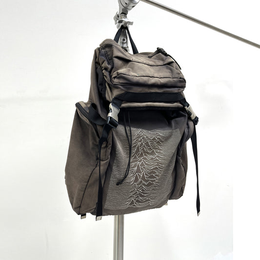 Self-made UNDERCOVER 09AW ARCHIVE Collection Ripple Effect Distressed Backpack