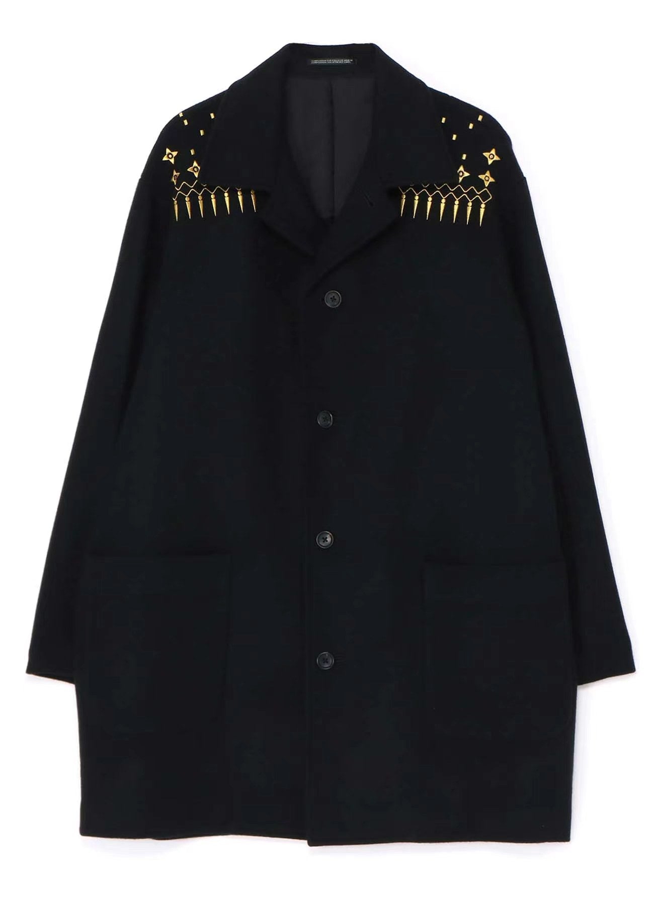 Self-made Yohji Yamamoto 23FW Dark Wool Coat – Heavy Embroidery Collection