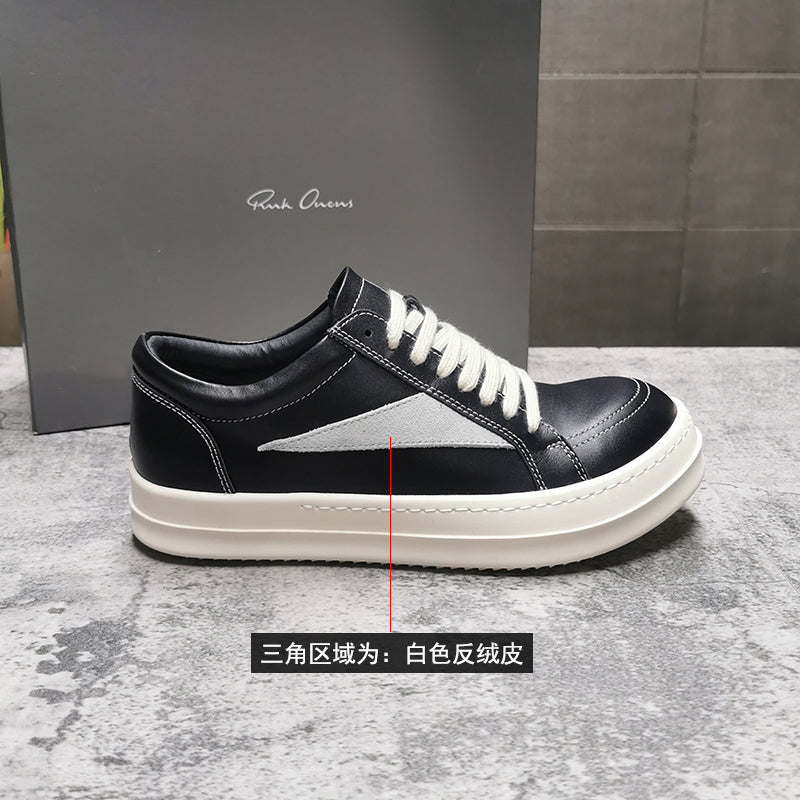 RO 22SS Correct Edition Leather Low-Top Shoes Dark Suede Black Rick Owens