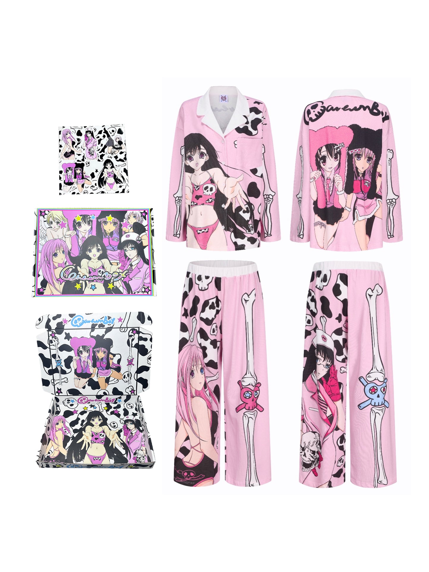 Cartoonbox Anime Full-Print Matching Pajamas for Couples – Two-Color Style