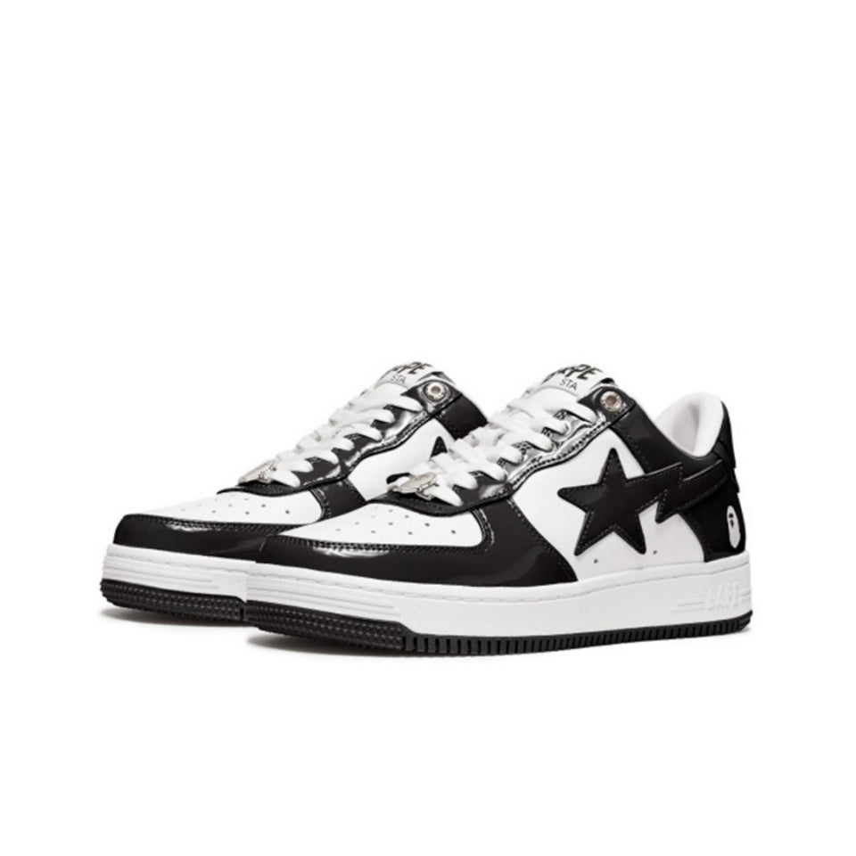 Self-Made BAPESTA Classic Patent Leather Sneaker Low-Top Casual Skateboard Shoes