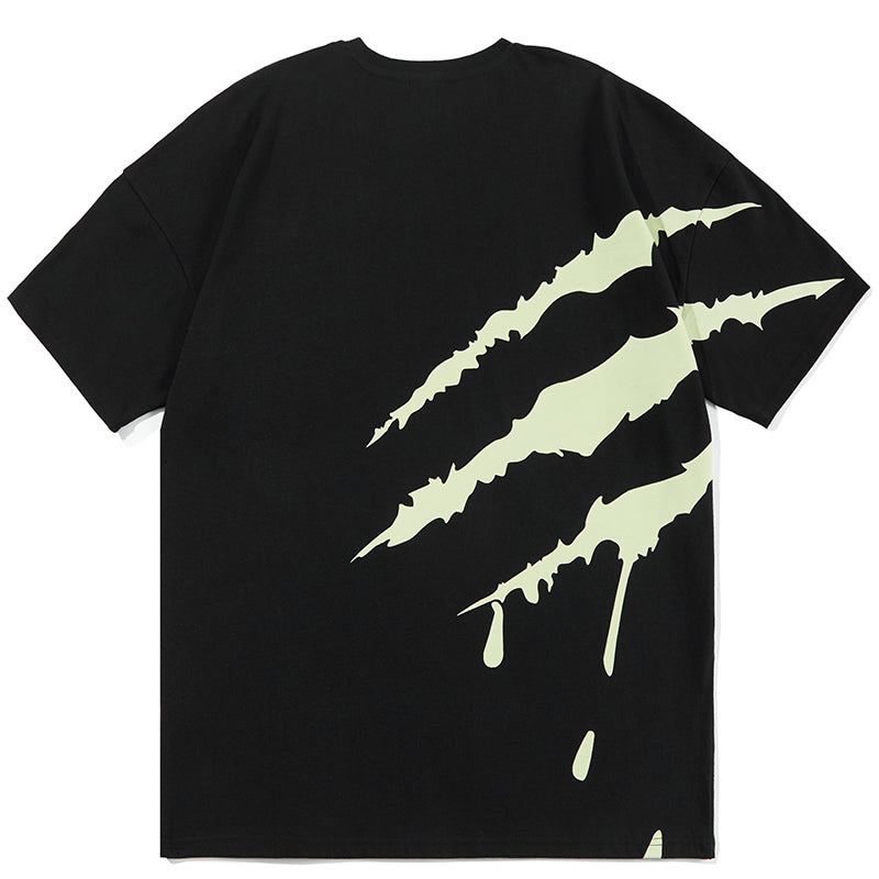 SUAMOMENT BloodClaw Loose Fit Tee Claw Marks Foil Print Couples' Casual