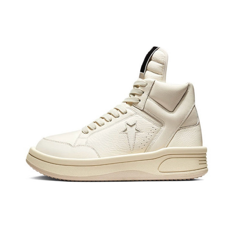 Self-made RO High-Top Leather Sneakers - Rick Owens Round-Toe Lace-Ups