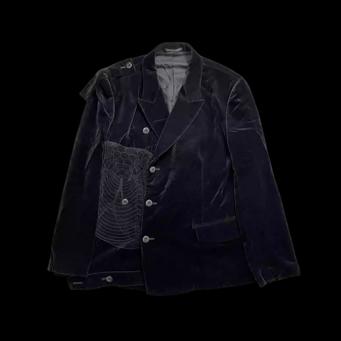 Self-made Yohji Yamamoto Velvet Family Crest Serpent Emblem Jacket - Skirt Suit