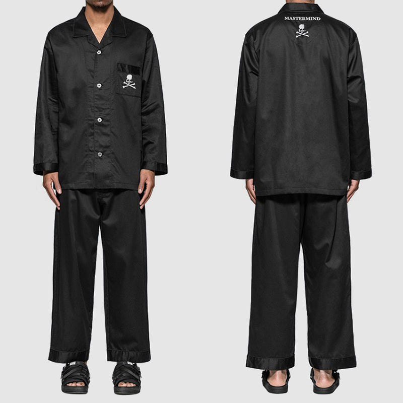 MASTERMIND Ice-Satin Embroidered Skull Pajama Set Couples - MMJ Loungewear