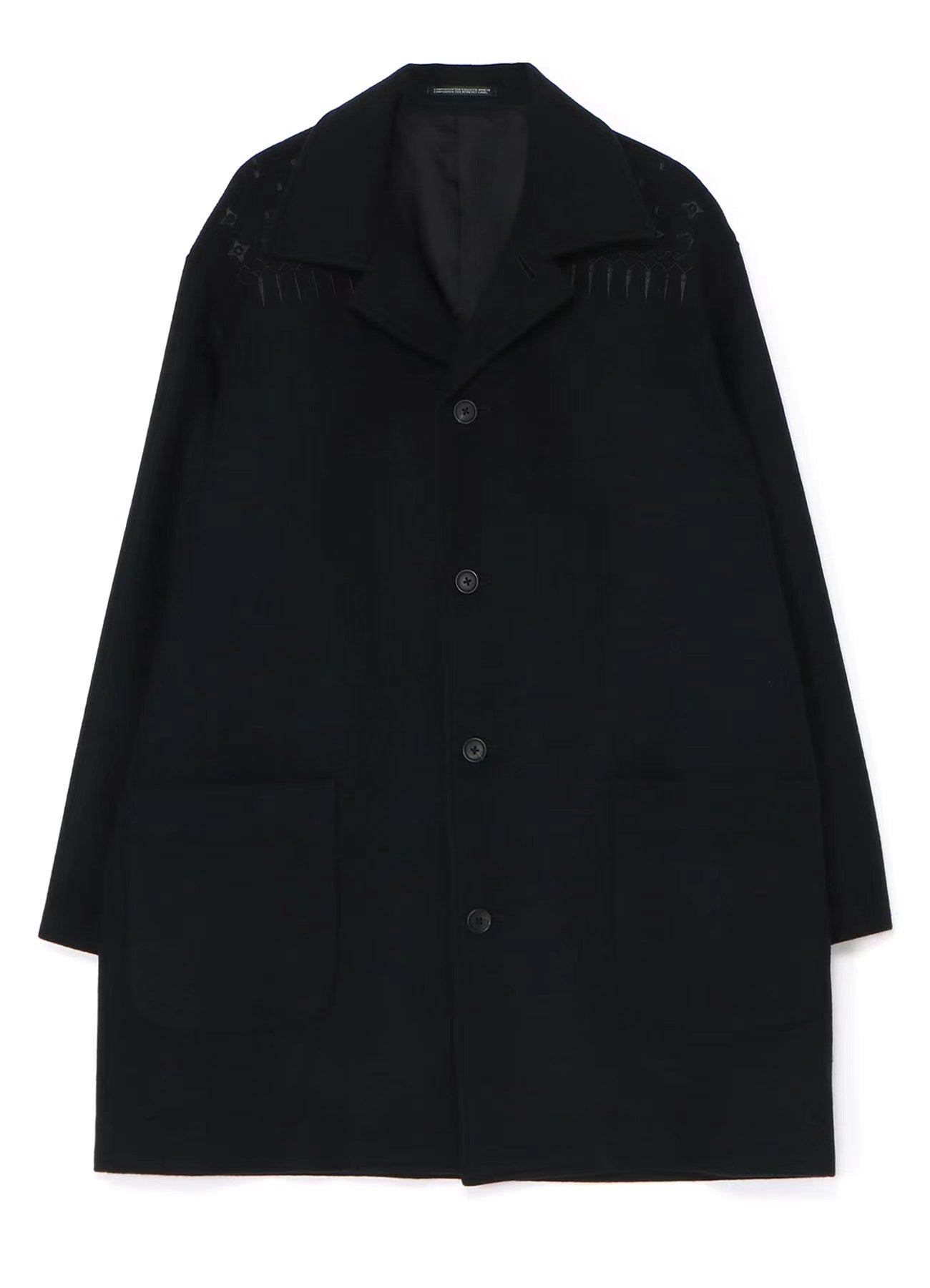 Self-made Yohji Yamamoto 23FW Dark Wool Coat – Heavy Embroidery Collection