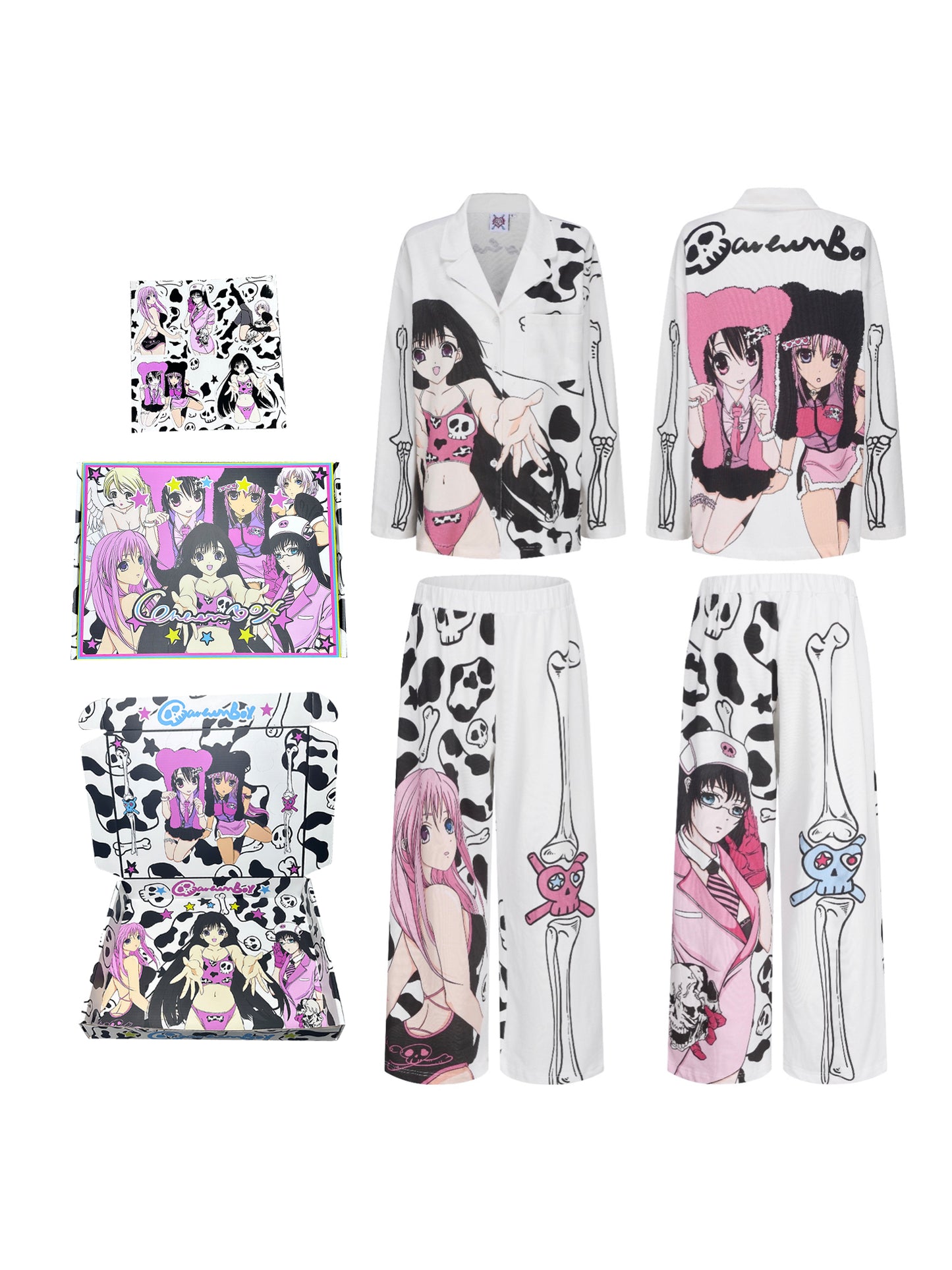 Cartoonbox Anime Full-Print Matching Pajamas for Couples – Two-Color Style