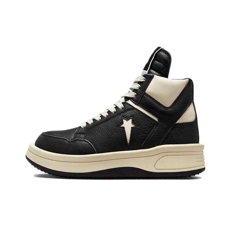 Self-made RO High-Top Leather Sneakers - Rick Owens Round-Toe Lace-Ups