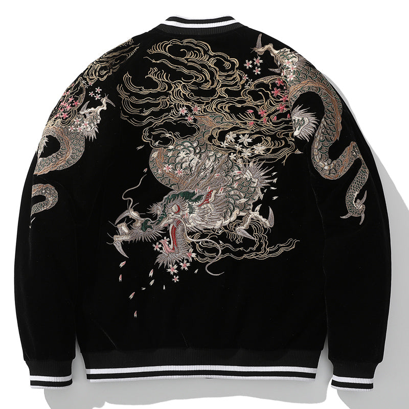 24SS NewYear Dragon Embroidered Heavyweight Dragon Streetwear/ Baseball Jacket